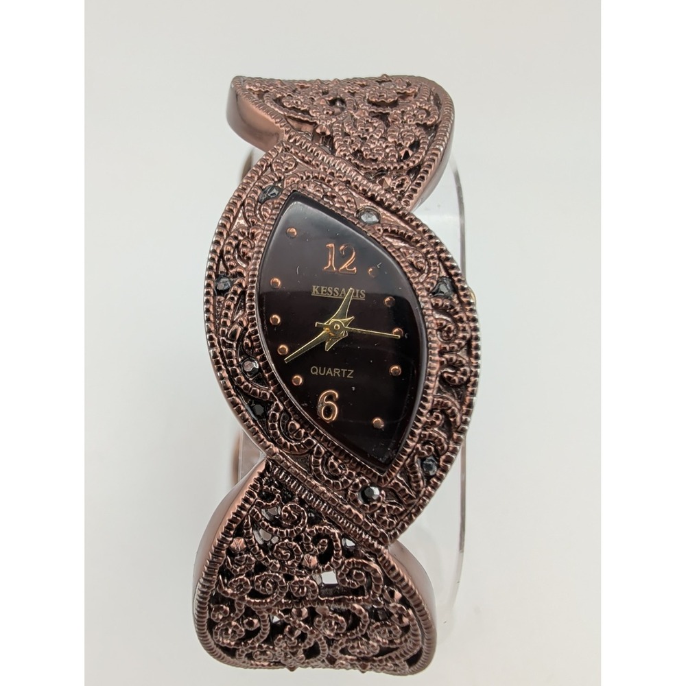 Kessaris Women's Watch 22mm Case Brown Bangle Band- New Battery